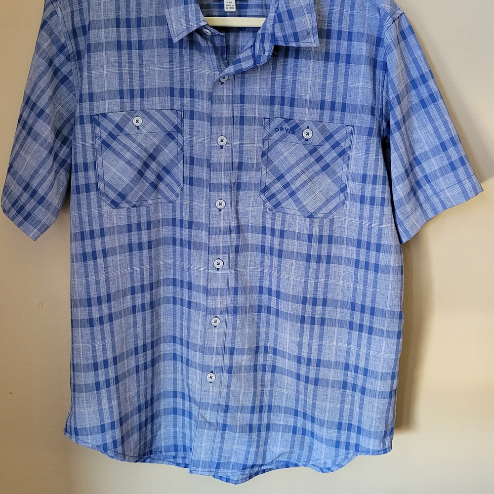 Orvis Blue Plaid Short-Sleeve Button-Down Shirt